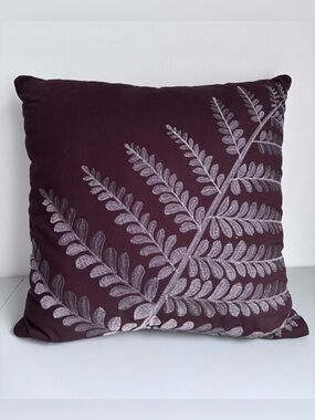 Madison Square Park Embroidered Fern Throw Pillow